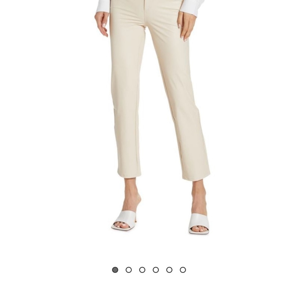 PAIGE Stella faux leather Cream Ankle Cropped Pants